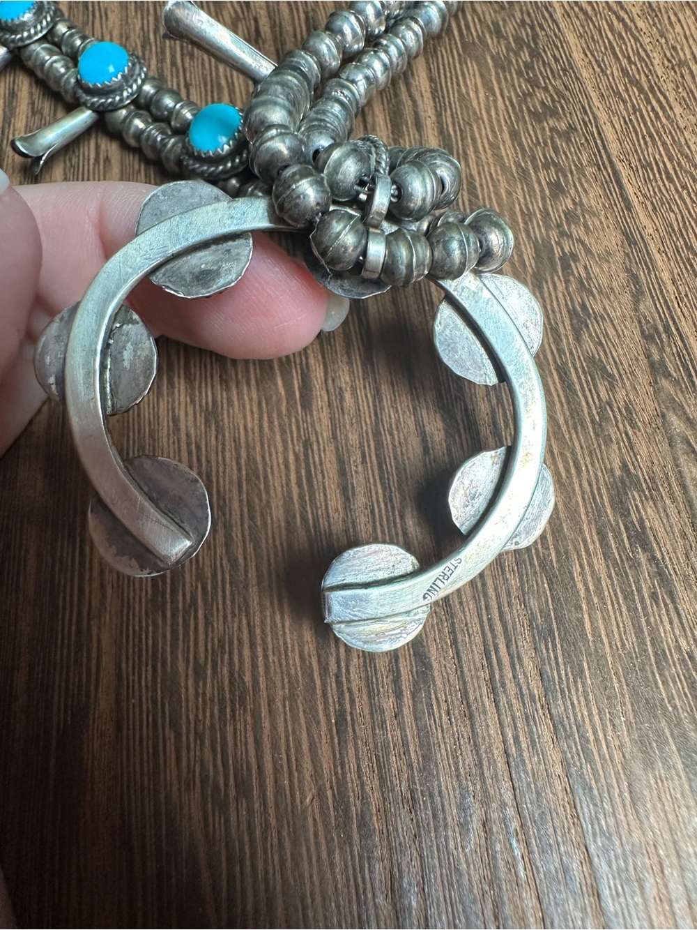 Vintage Petite Native Made Turquoise Squash Blossom Necklace 🩵 - Picture 10 of 10